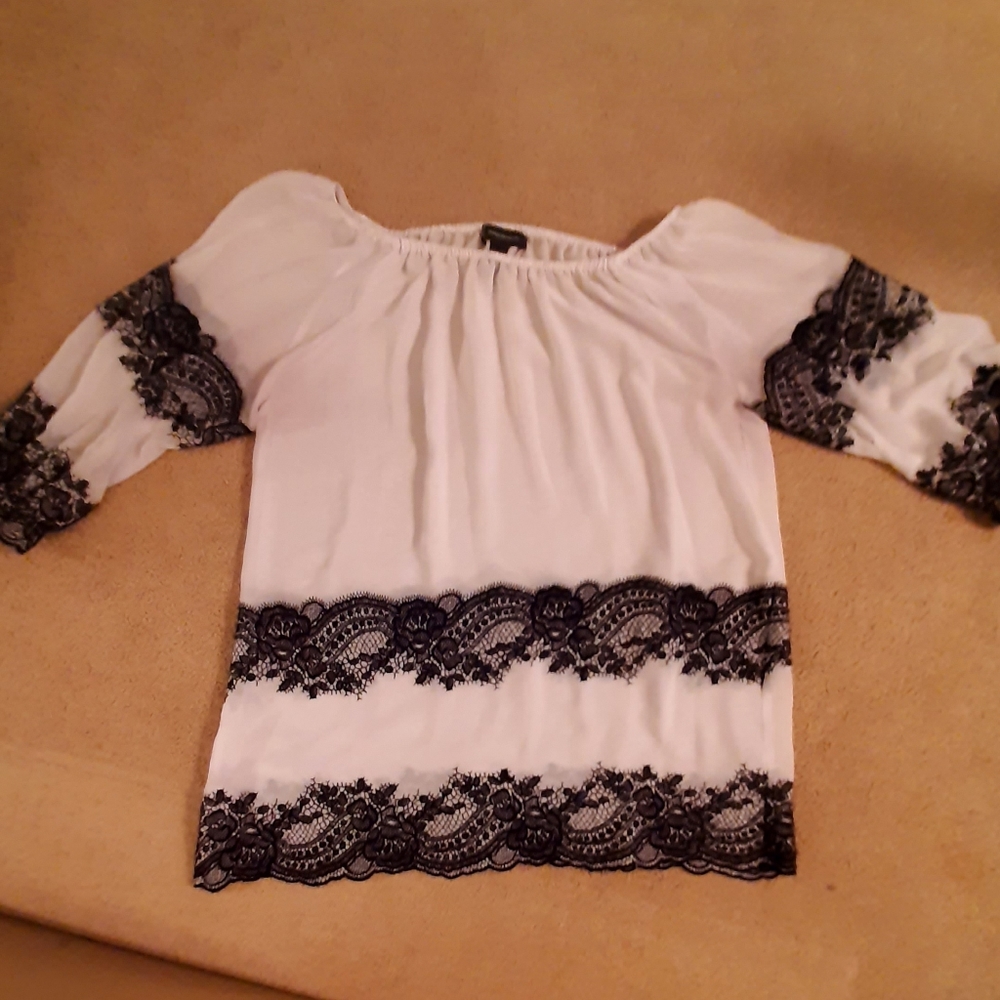 See through white blouse with lace details